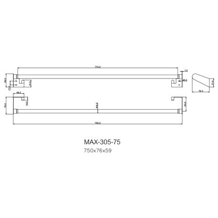 ราวแขวนผ้า 75 ซม. WS MAX-305-75 สเตนเลส_1