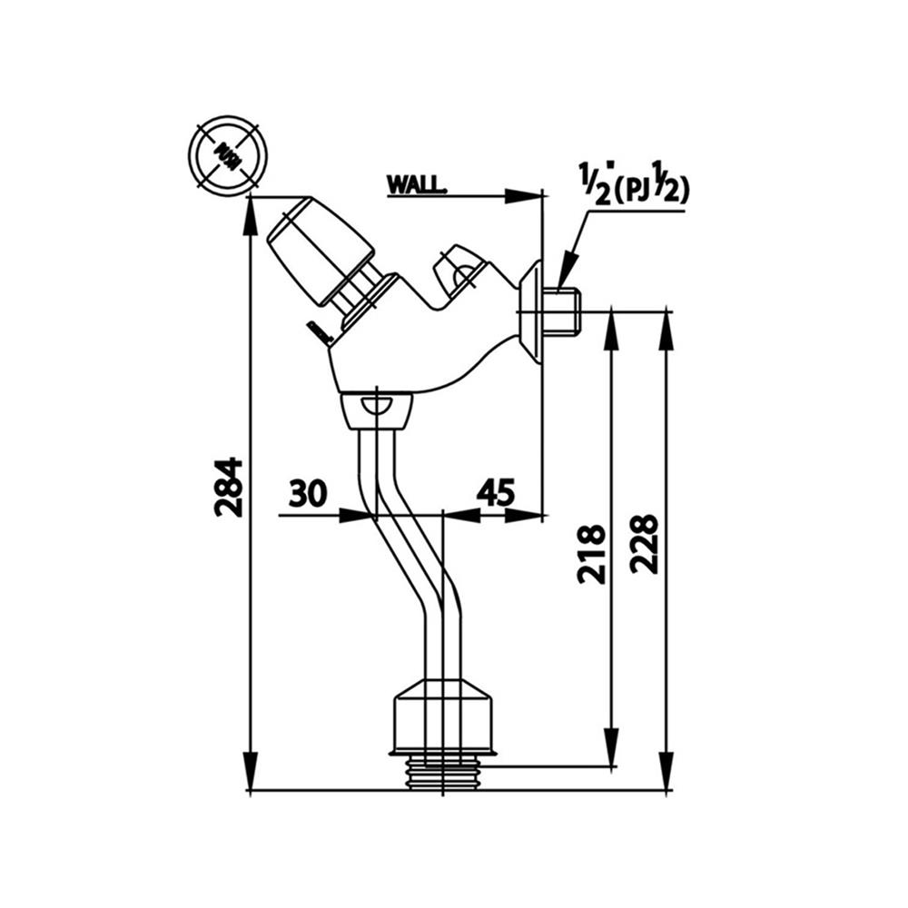 ฟลัชวาล์วโถปัสสาวะชายท่อโค้งชนิดกด COTTO CT474N(S)(HM) สีโครม