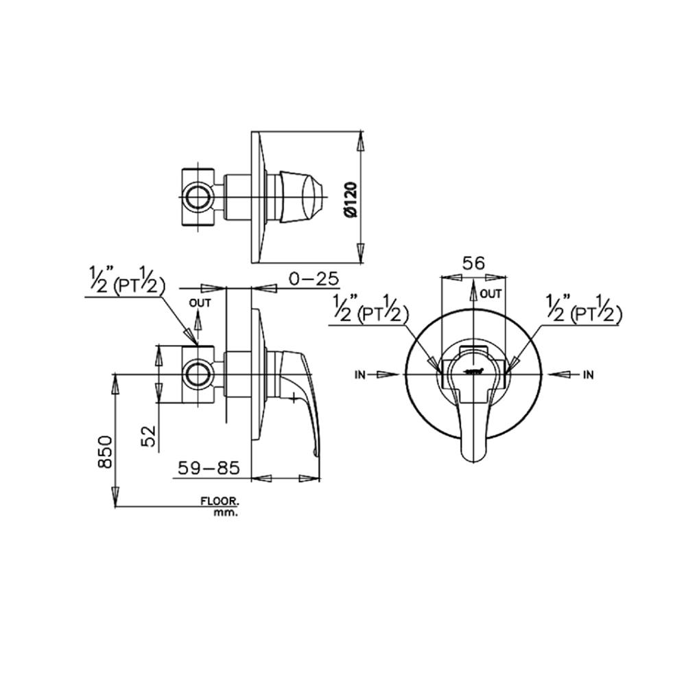 วาล์วฝังกำแพงผสม COTTO CT599A