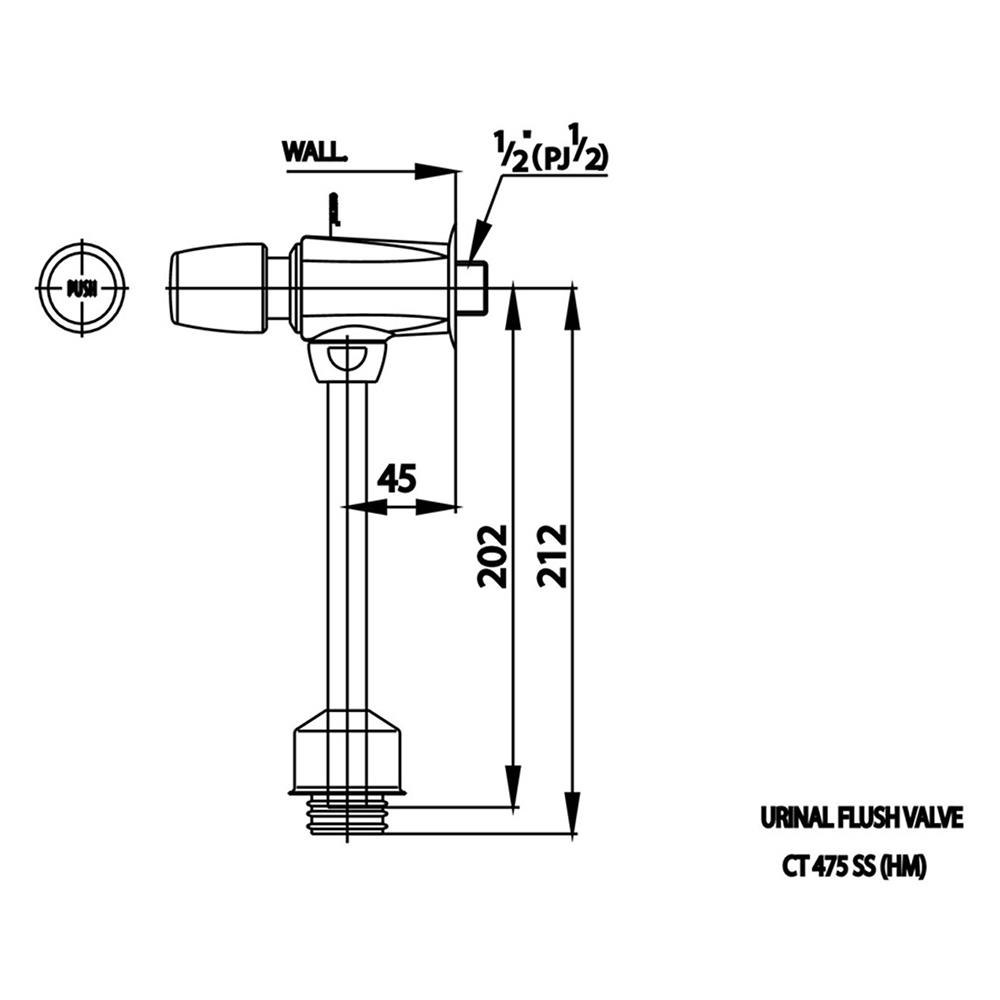 ฟลัชวาล์วโถปัสสาวะชายท่อตรงชนิดกด COTTO CT475(SS)