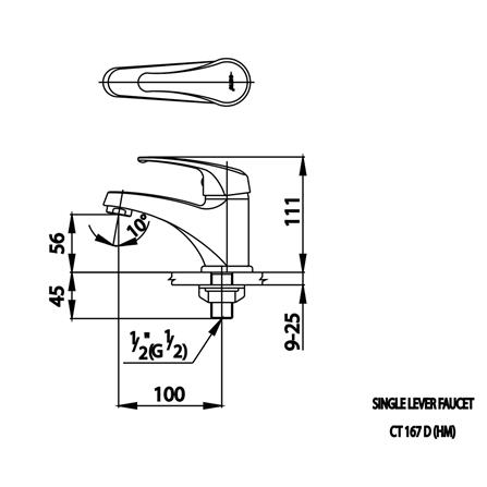 ก๊อกอ่างล้างหน้าเดี่ยว COTTO CT167D(HM)_1