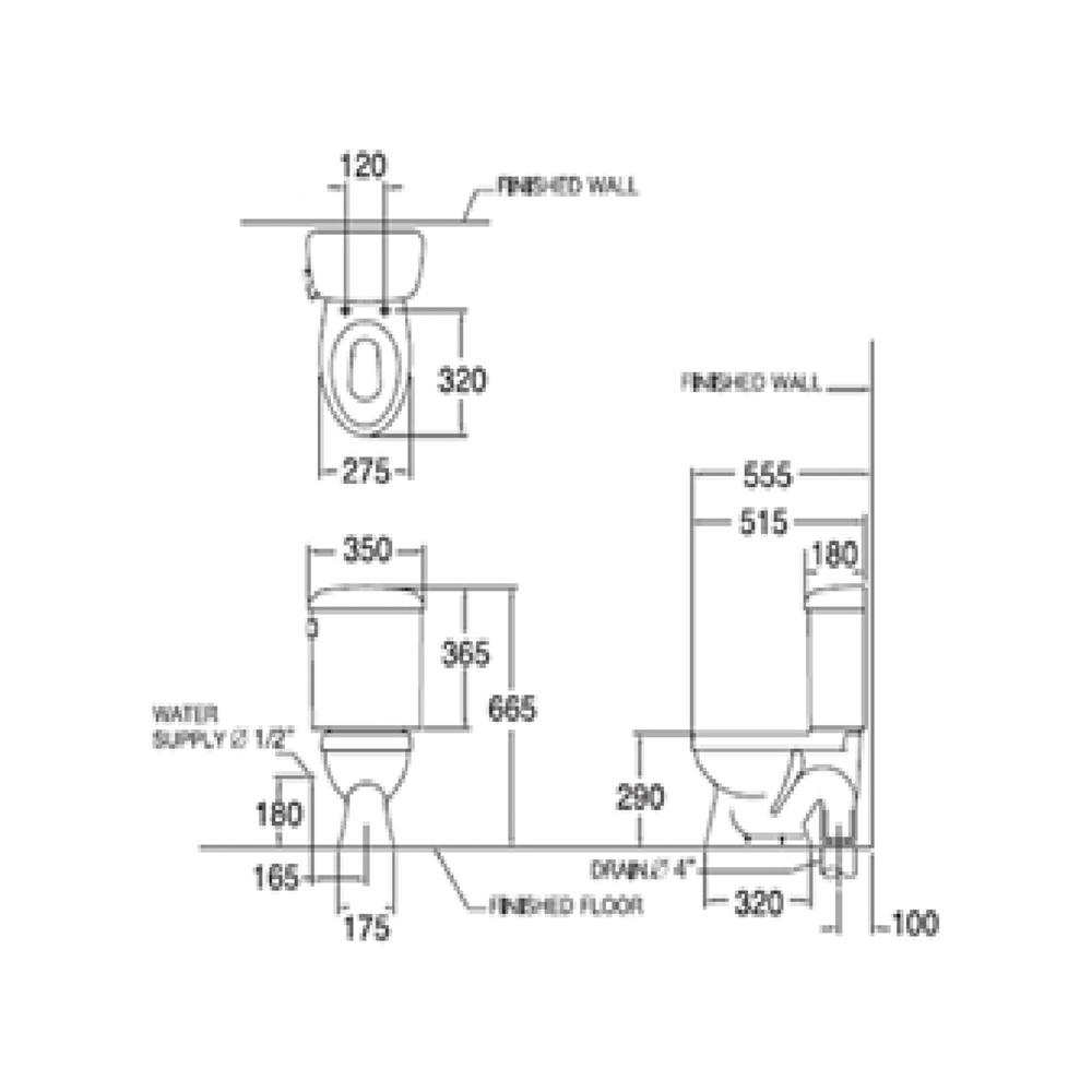 สุขภัณฑ์ 2 ชิ้น (สำหรับเด็ก) KARAT K-17385X 4 ลิตร สีขาว
