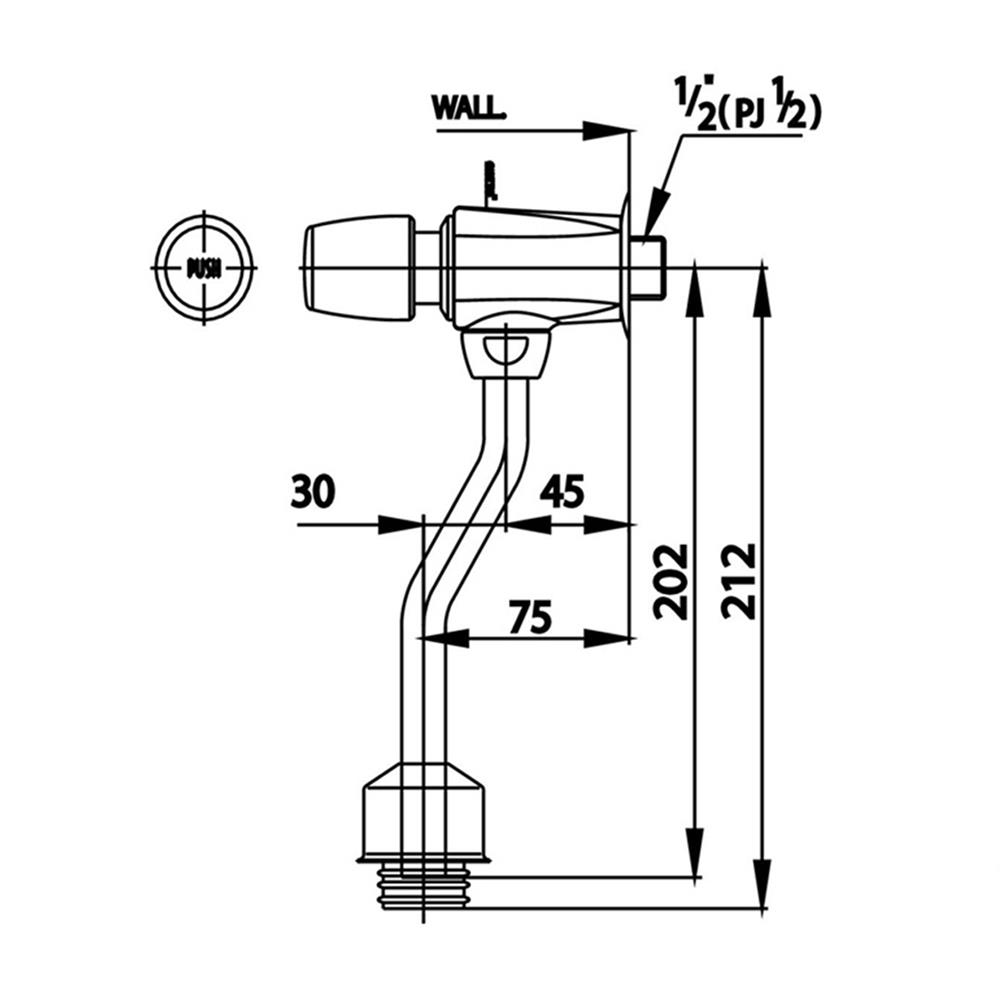 ฟลัชวาล์วโถปัสสาวะชายท่อโค้ง COTTO CT475SL(HM)