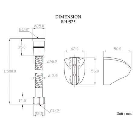 สายฝักบัวสเตนเลส HANG RH925 125 ซม. สีโครม_1