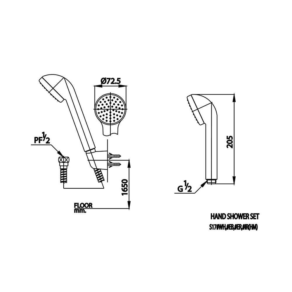 ชุดฝักบัวสายอ่อน 1 ระดับ COTTO รุ่น S17(HM) สีโครม