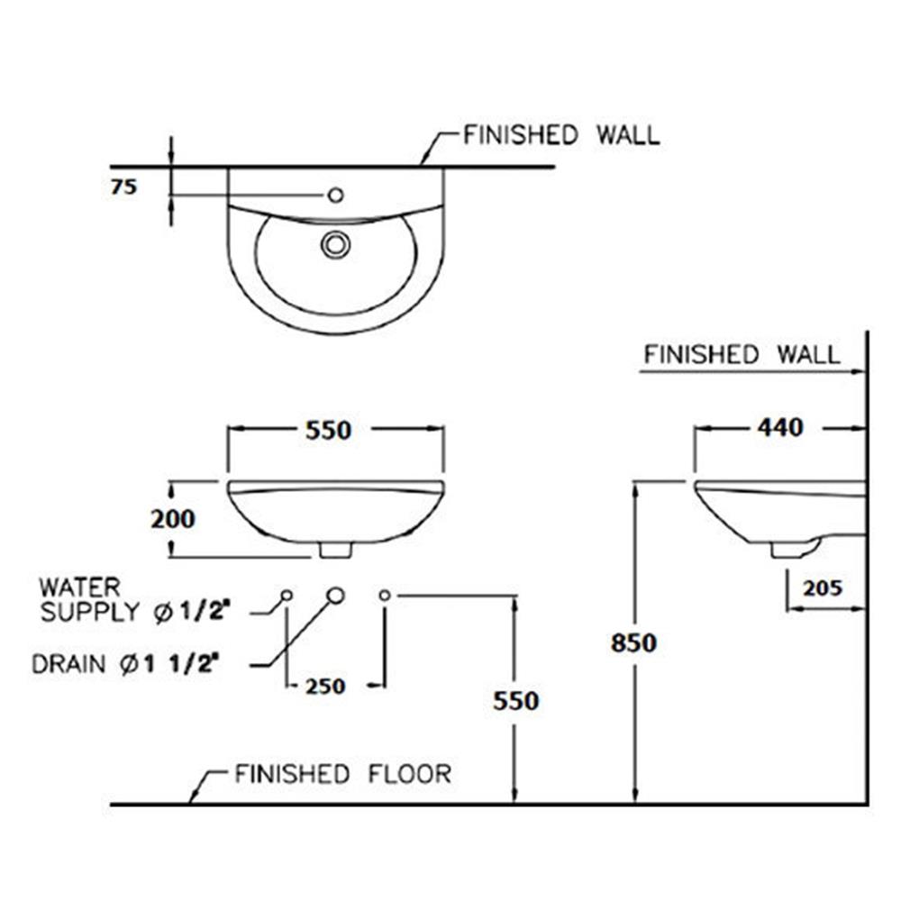 อ่างล้างหน้า แขวน COTTO C014 สีขาว