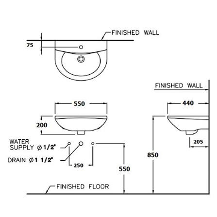 อ่างล้างหน้า แขวน COTTO C014 สีขาว_1