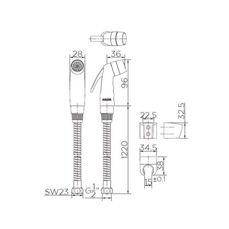 สายฉีดชำระครบชุด KARAT FAUCET BW01-50 สีโครม_1