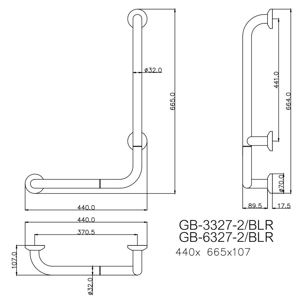 ราวมือจับกันลื่น ตัว L WS GB-3327-2-BLR