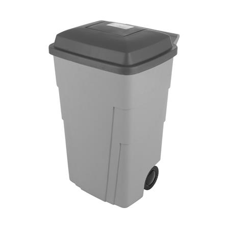 ถังขยะเหลี่ยม ฝาเปิด-ปิด มีล้อ FLOWERWARE 120 ลิตร สีเทา_0