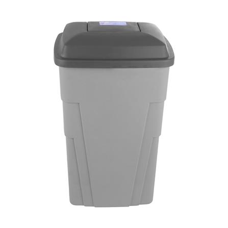 ถังขยะเหลี่ยม ฝาเปิด-ปิด มีล้อ FLOWERWARE 120 ลิตร สีเทา_1