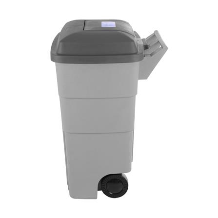 ถังขยะเหลี่ยม ฝาเปิด-ปิด มีล้อ FLOWERWARE 120 ลิตร สีเทา_2