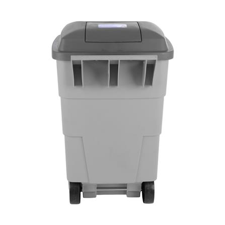 ถังขยะเหลี่ยม ฝาเปิด-ปิด มีล้อ FLOWERWARE 120 ลิตร สีเทา_4