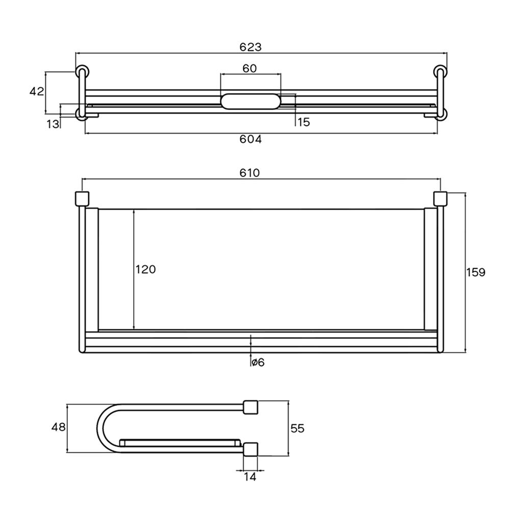 หิ้งกระจก WS 7003 สเตนเลส