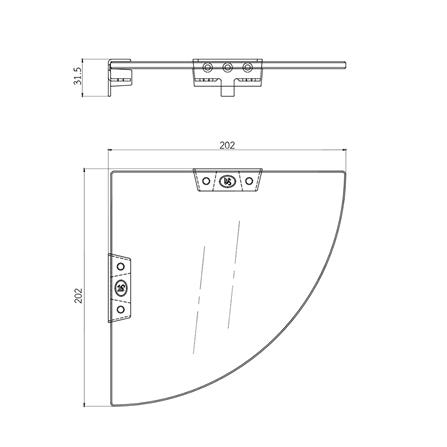 หิ้งกระจกแบบเข้ามุม WS SH-526 สเตนเลส_1