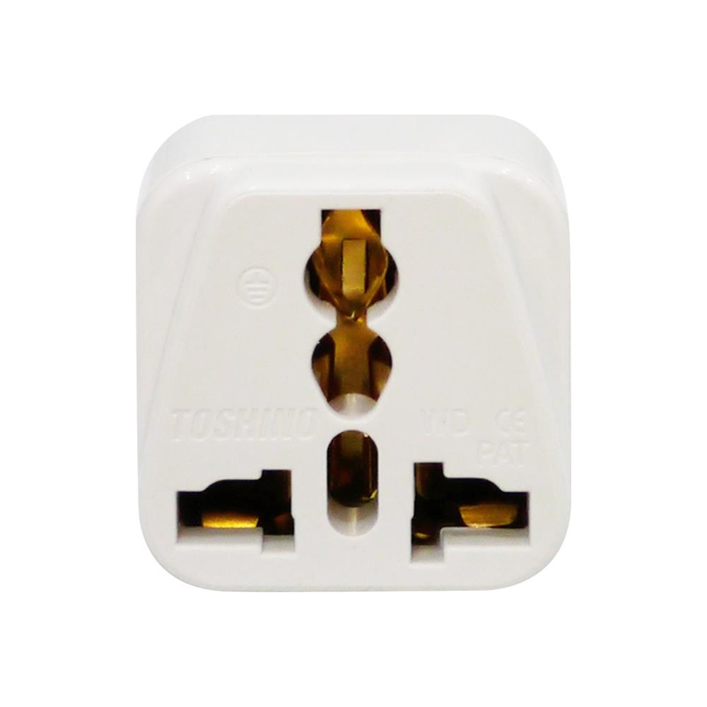 ปลั๊กแปลง 3 ขา ( 2 ขาแบน 1 ขากลมเป็นขากราวด์ ) TOSHINO PS-18B สีขาว