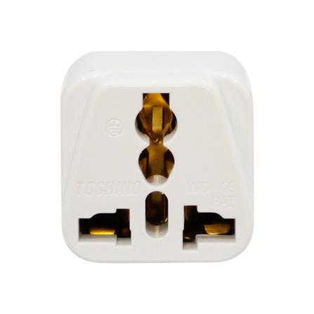 ปลั๊กแปลง 3 ขา ( 2 ขาแบน 1 ขากลมเป็นขากราวด์ ) TOSHINO PS-18B สีขาว