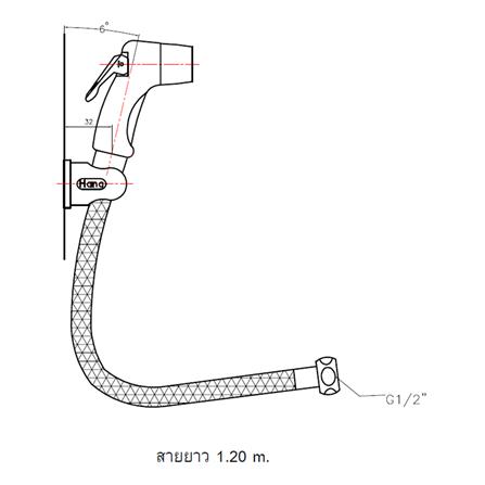 ชุดสายฉีดชำระ HANG SS-03CR สีโครม_1