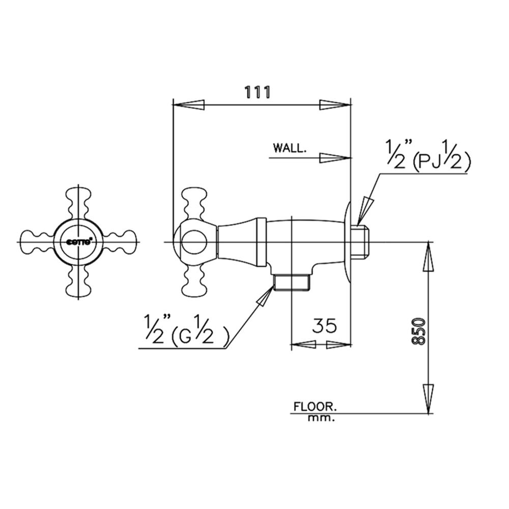 วาล์วฝักบัว 1 ทาง COTTO CT194C15(HM)