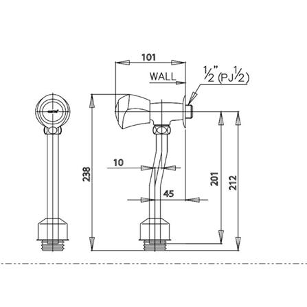 ฟลัชวาล์วโถปัสสาวะชายท่อโค้ง COTTO CT470C11SS(HM)_1