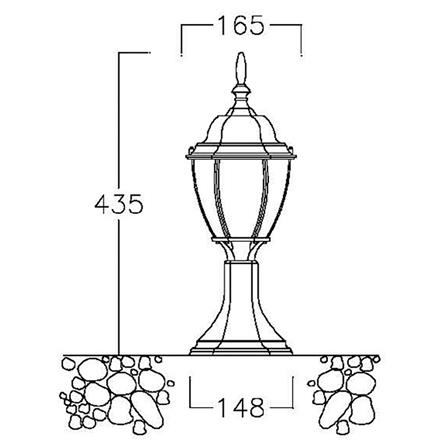 ไฟหัวเสา L&E BDR 200/B-E27 สีดำ_2