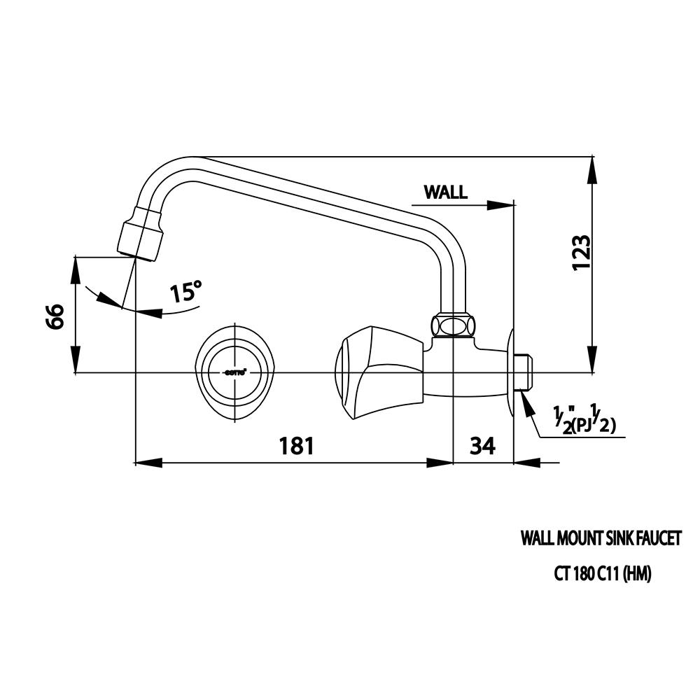 ก๊อกซิงค์เดี่ยวผนัง COTTO CT180C11(HM)