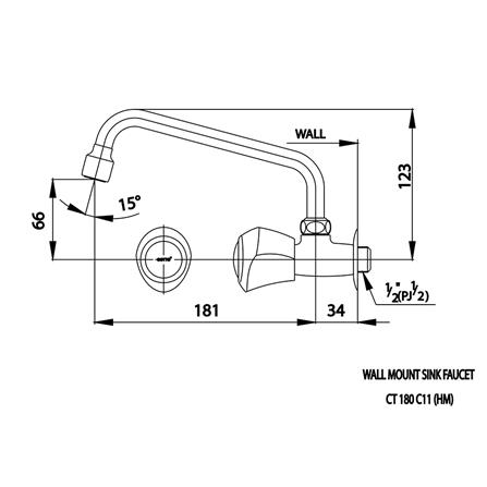 ก๊อกซิงค์เดี่ยวผนัง COTTO CT180C11(HM)_1