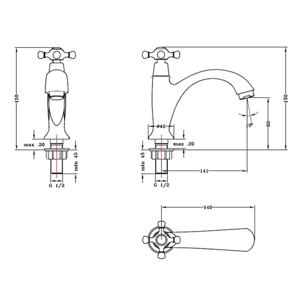 ก๊อกอ่างล้างหน้าเดี่ยว KARAT SW10-50 สีโครม