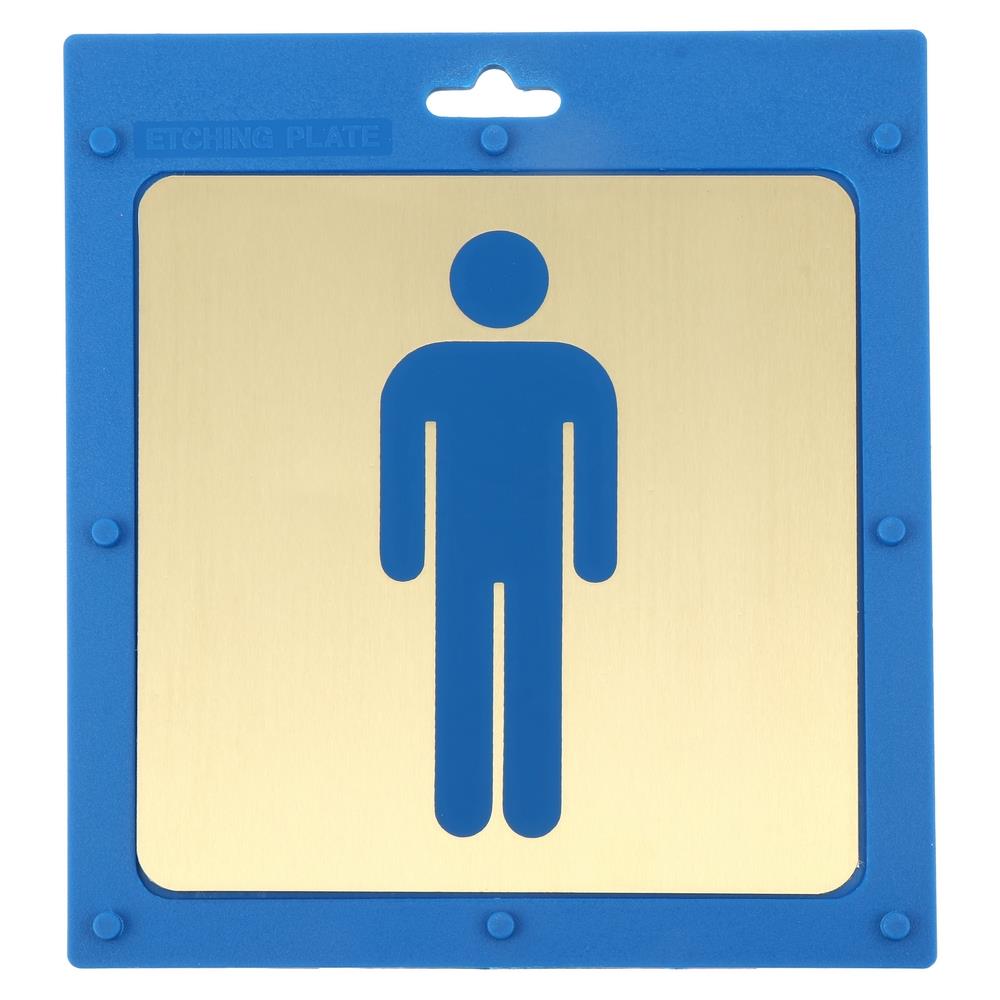 ป้ายห้องน้ำชาย ทองเหลือง S&T 716 สีทอง/น้ำเงิน