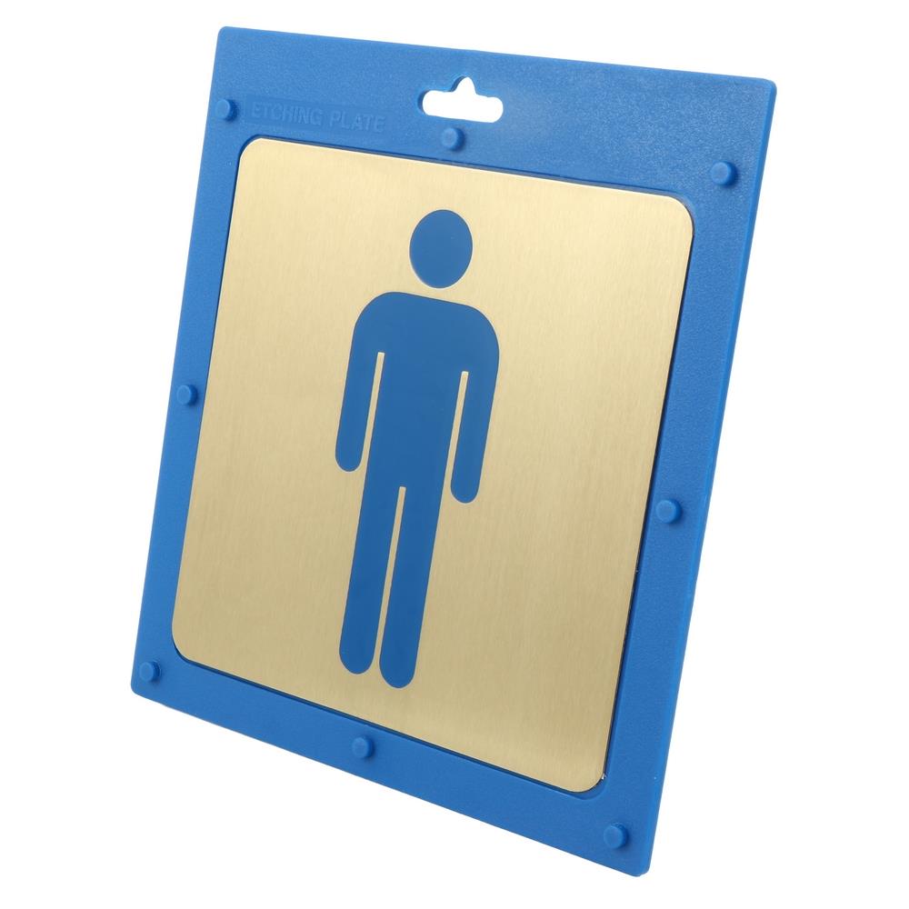 ป้ายห้องน้ำชาย ทองเหลือง S&T 716 สีทอง/น้ำเงิน
