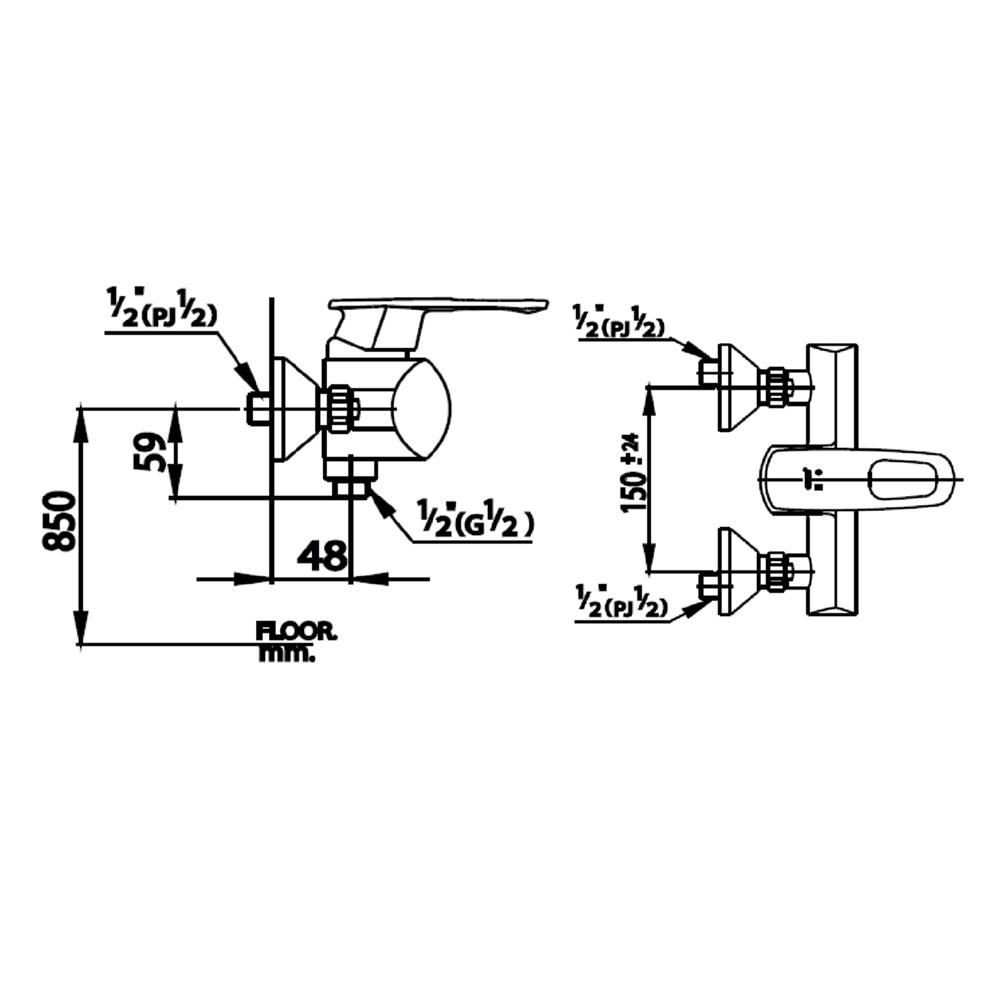 ก๊อกผสมยืนอาบ COTTO CT361N