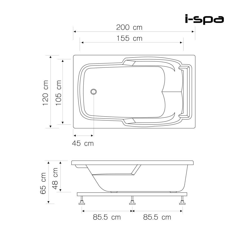 อ่างน้ำวนอัดอากาศ 200 ซม. BATHROOM DESIGN BD-LOB001WAF สีขาว