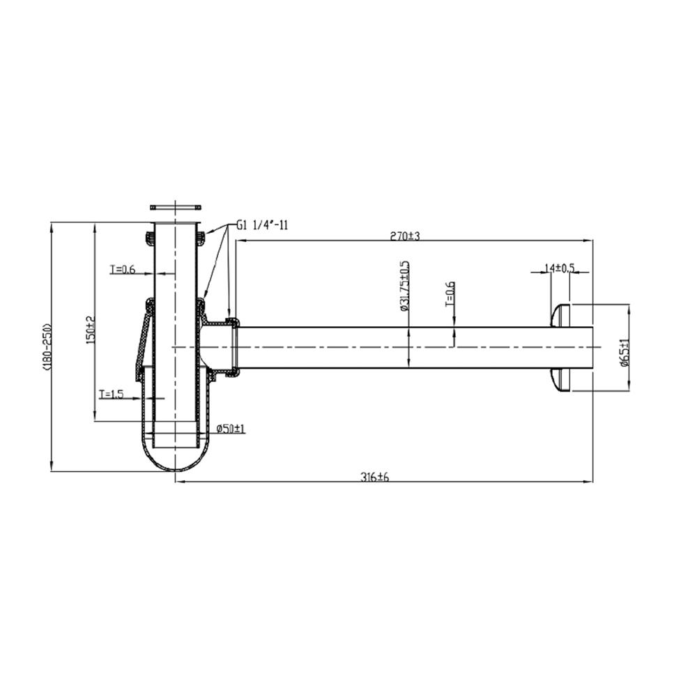 ท่อน้ำทิ้งอ่างล้างหน้ากระปุก AMERICAN STANDARD A-8104-N 30 ซม.