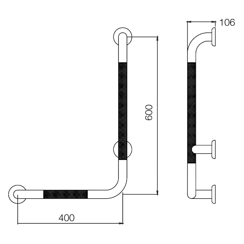 ราวมือจับกันลื่น ตัว L WS GB-4327-2-BLR
