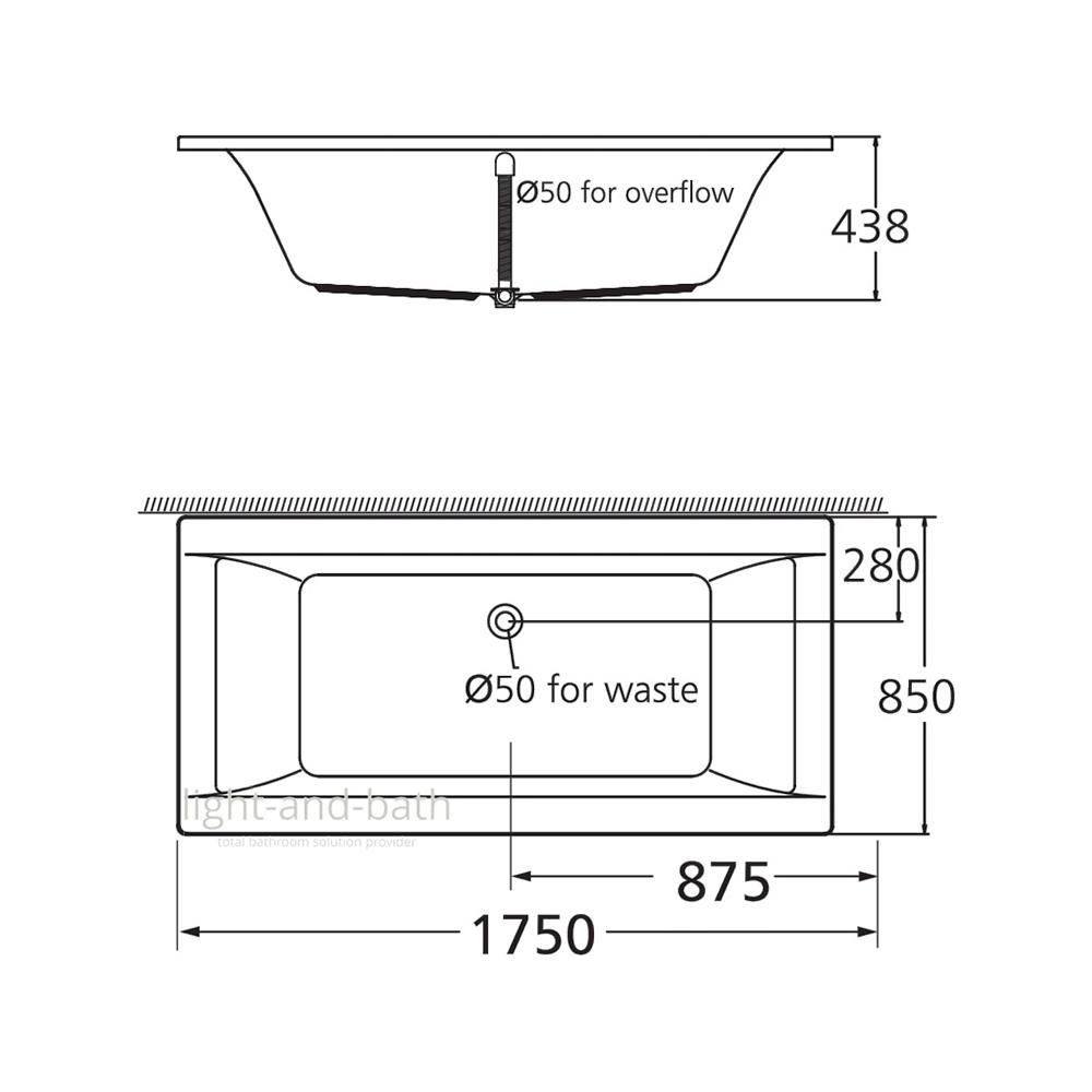อ่างอาบน้ำ AMERICAN STANDARD TF-8190 175 ซม. สีขาว
