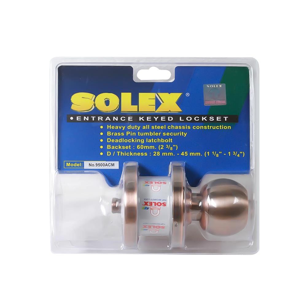 ลูกบิดหลบมุ้งลวด SOLEX 9500 ACM หัวกลม สีสีทองแดงรมดำ