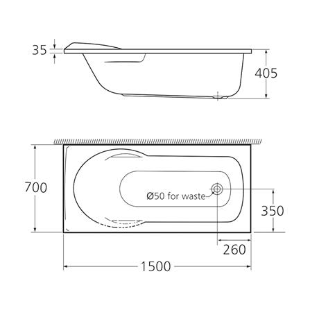 อ่างอาบน้ำ AMERICAN STANDARD TF-8170 150 ซม. สีขาว_1