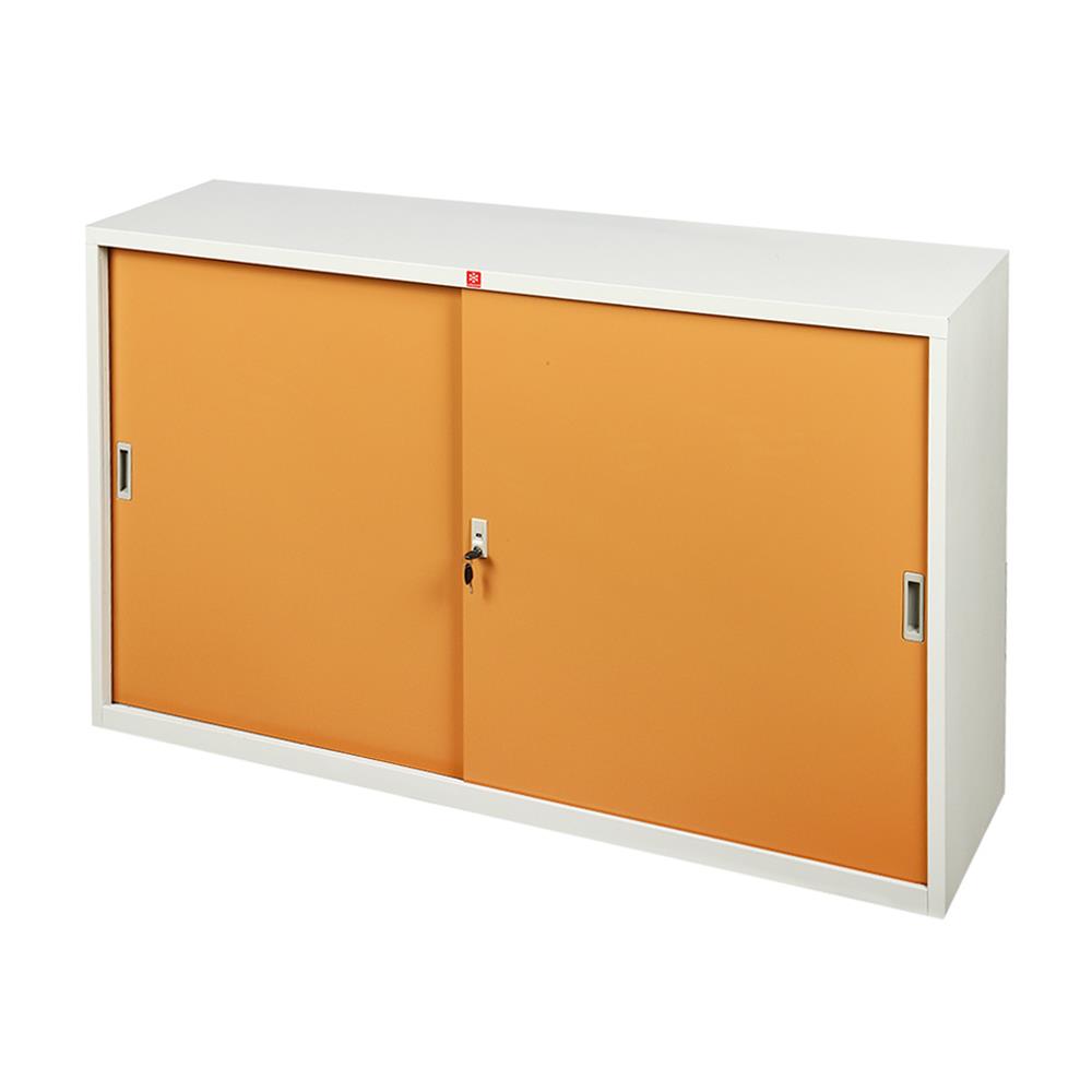 ตู้เหล็กบานเลื่อนทึบ LUCKY WORLD KSS-150-EG สีน้ำตาล