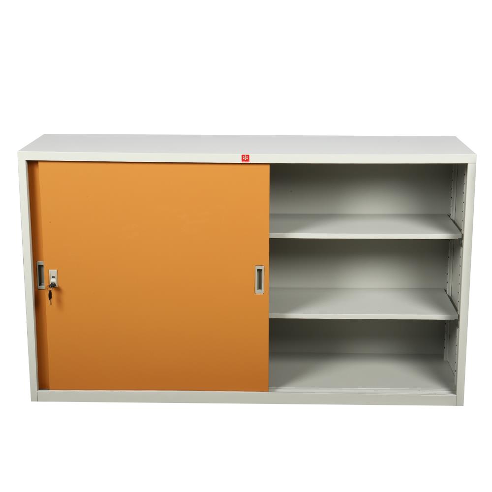 ตู้เหล็กบานเลื่อนทึบ LUCKY WORLD KSS-150-EG สีน้ำตาล