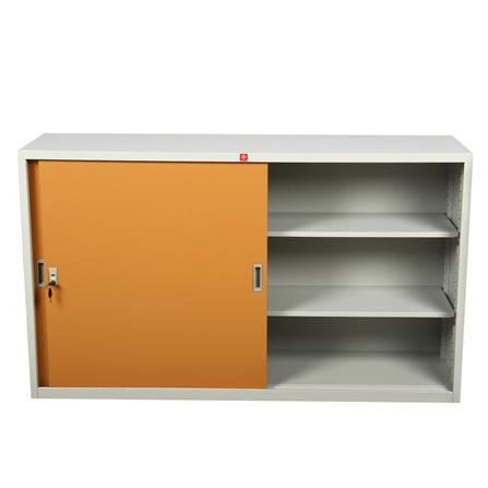 ตู้เหล็กบานเลื่อนทึบ LUCKY WORLD KSS-150-EG สีน้ำตาล_2