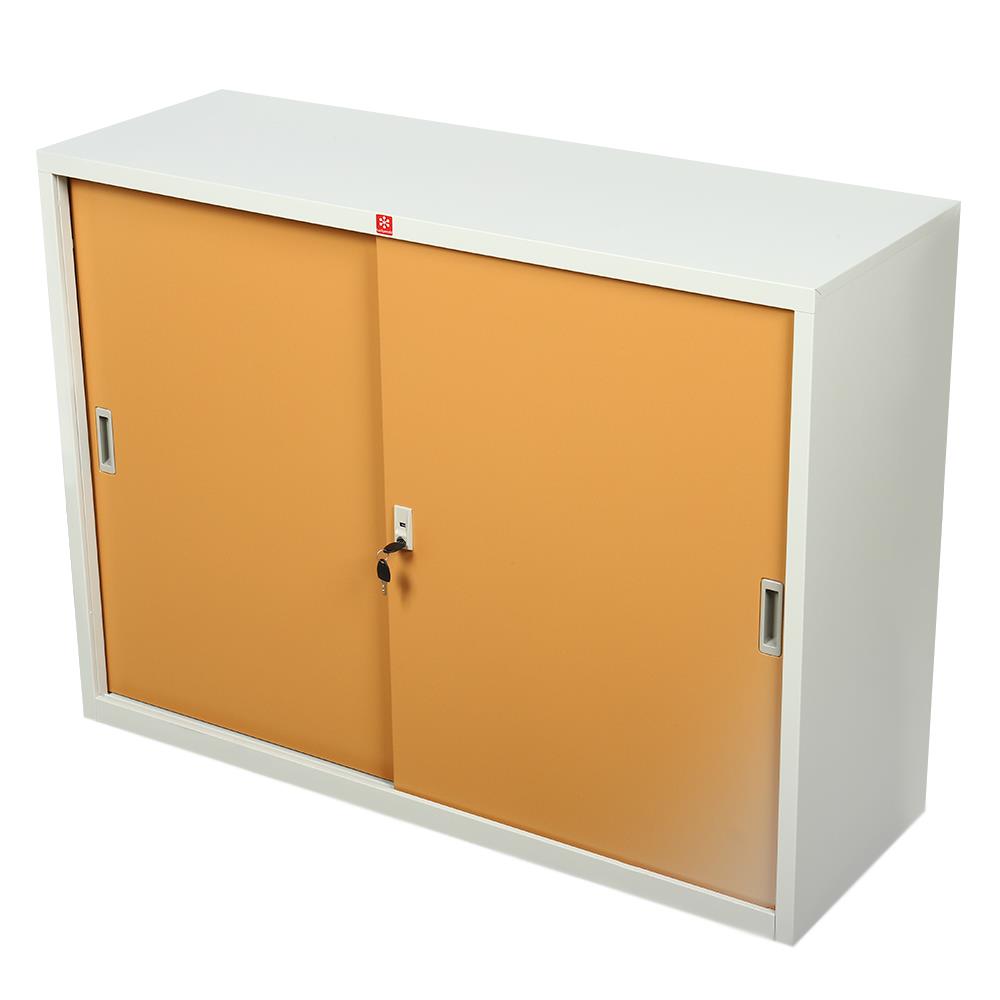 ตู้เหล็กบานเลื่อนทึบ LUCKY WORLD KSS-120-EG สีน้ำตาล