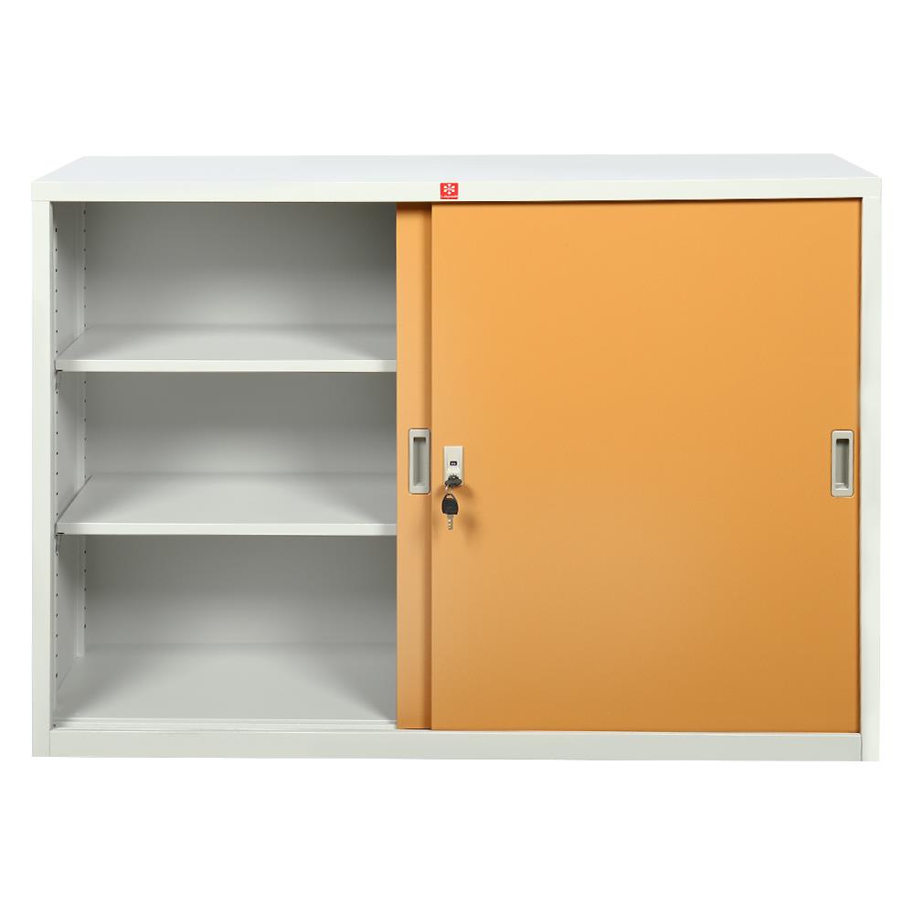 ตู้เหล็กบานเลื่อนทึบ LUCKY WORLD KSS-120-EG สีน้ำตาล