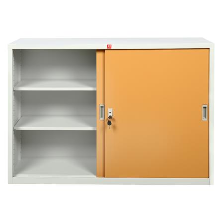 ตู้เหล็กบานเลื่อนทึบ LUCKY WORLD KSS-120-EG สีน้ำตาล_2