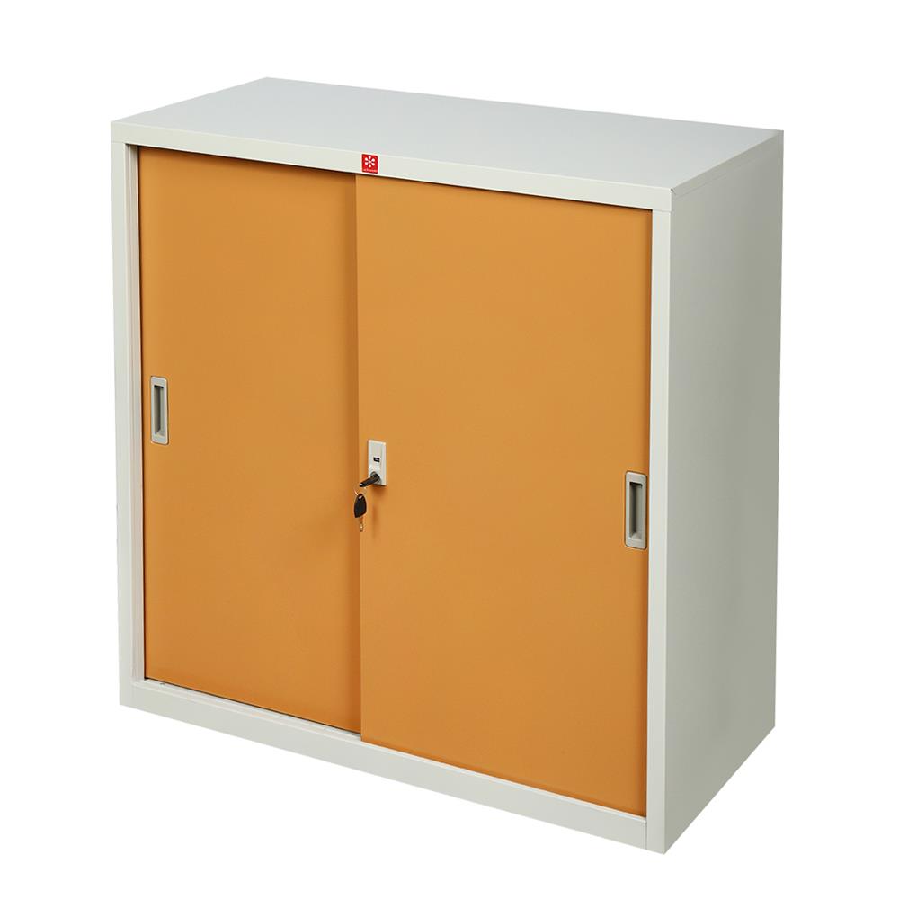 ตู้เหล็ก บานเลื่อนทึบ LUCKY WORLD KSS-90-EG สีน้ำตาล