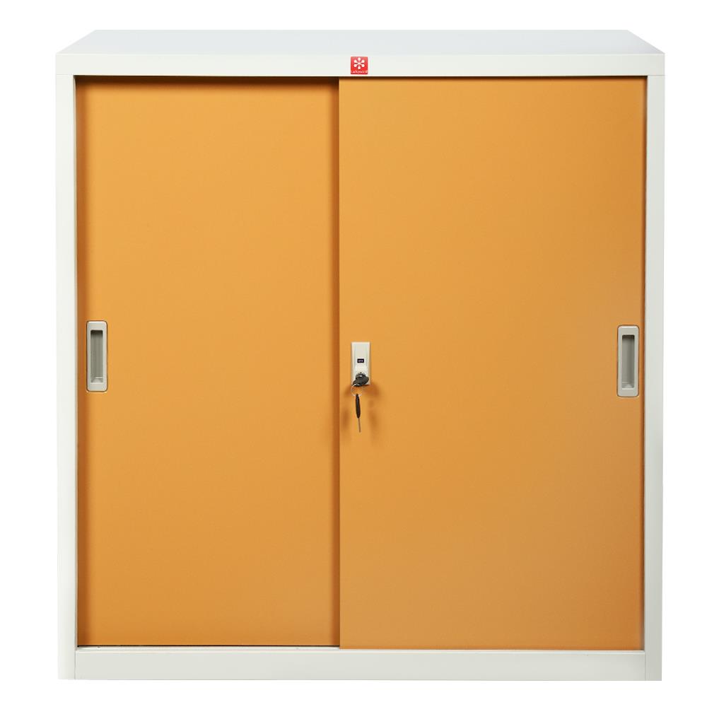 ตู้เหล็ก บานเลื่อนทึบ LUCKY WORLD KSS-90-EG สีน้ำตาล