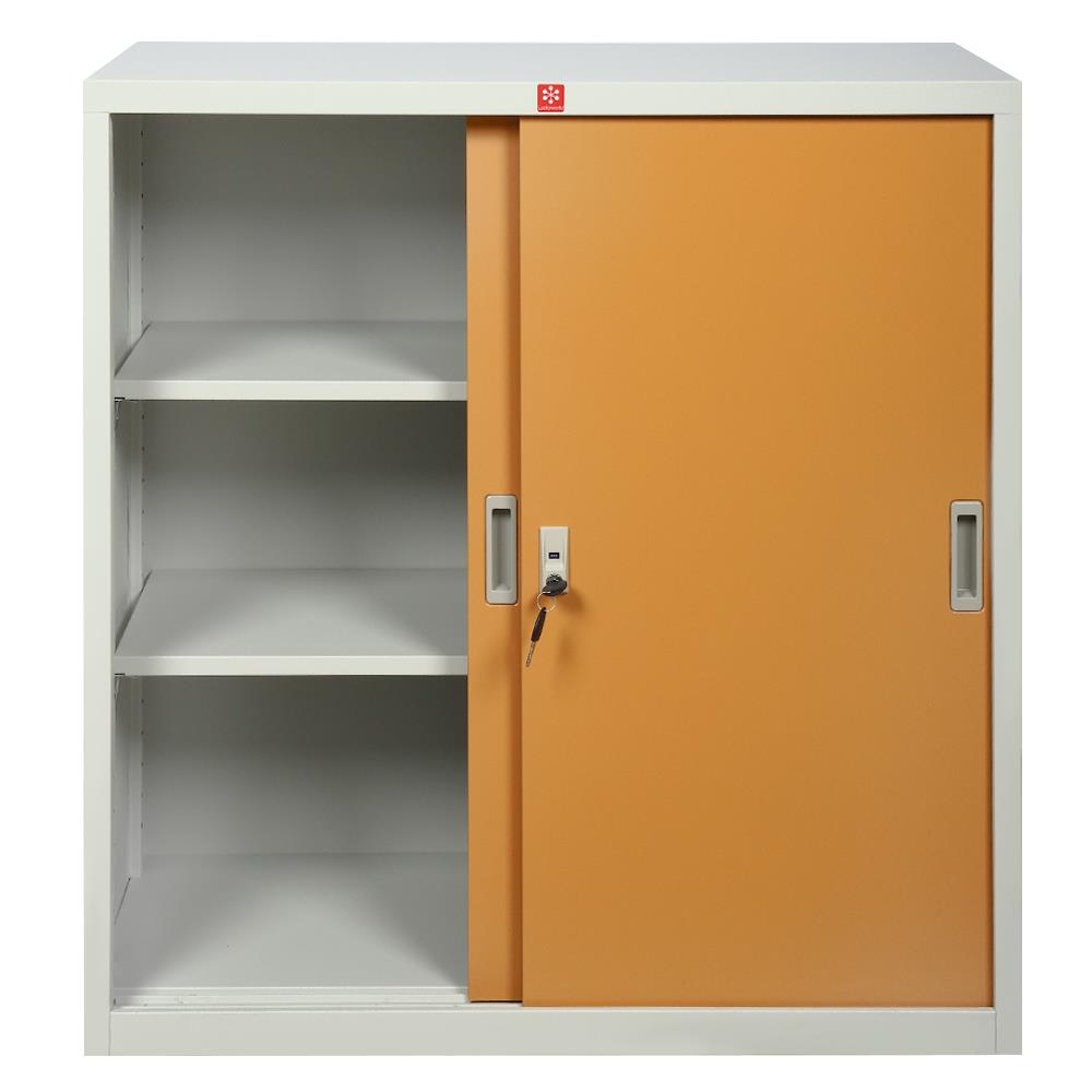ตู้เหล็ก บานเลื่อนทึบ LUCKY WORLD KSS-90-EG สีน้ำตาล