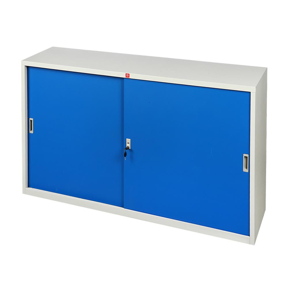 ตู้เหล็กบานเลื่อนทึบ LUCKY WORLD KSS-150-RG สีน้ำเงิน