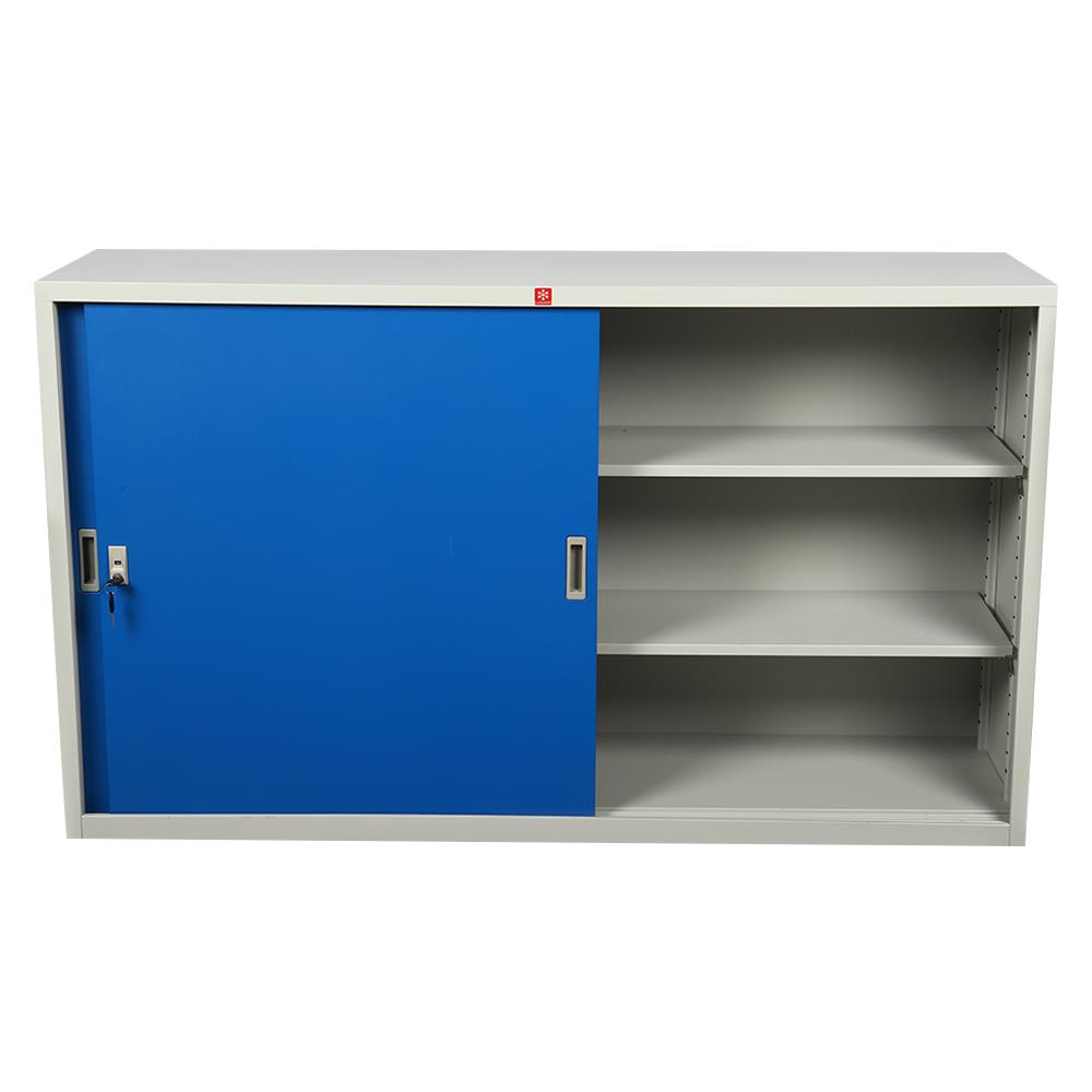 ตู้เหล็กบานเลื่อนทึบ LUCKY WORLD KSS-150-RG สีน้ำเงิน