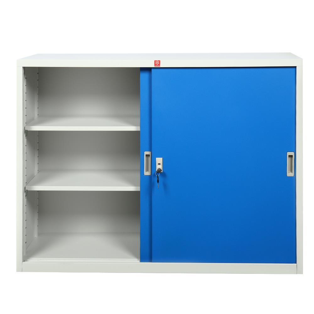 ตู้เหล็กบานเลื่อนทึบ LUCKY WORLD KSS-120-RG สีน้ำเงิน