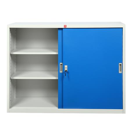 ตู้เหล็กบานเลื่อนทึบ LUCKY WORLD KSS-120-RG สีน้ำเงิน_2